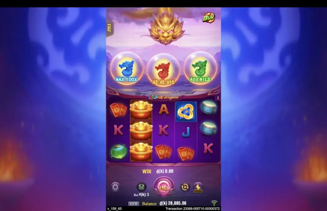 Ảnh giao diện chính game 3 Pot Dragons (slot JILI) chơi tại LC79