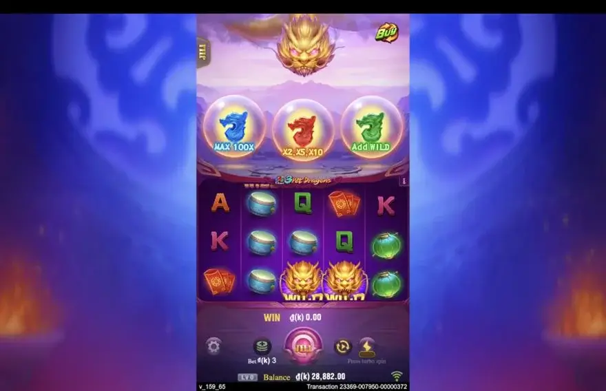 Ảnh màn hình gameplay game 3 Pot Dragons (slot JILI) chơi tại LC79
