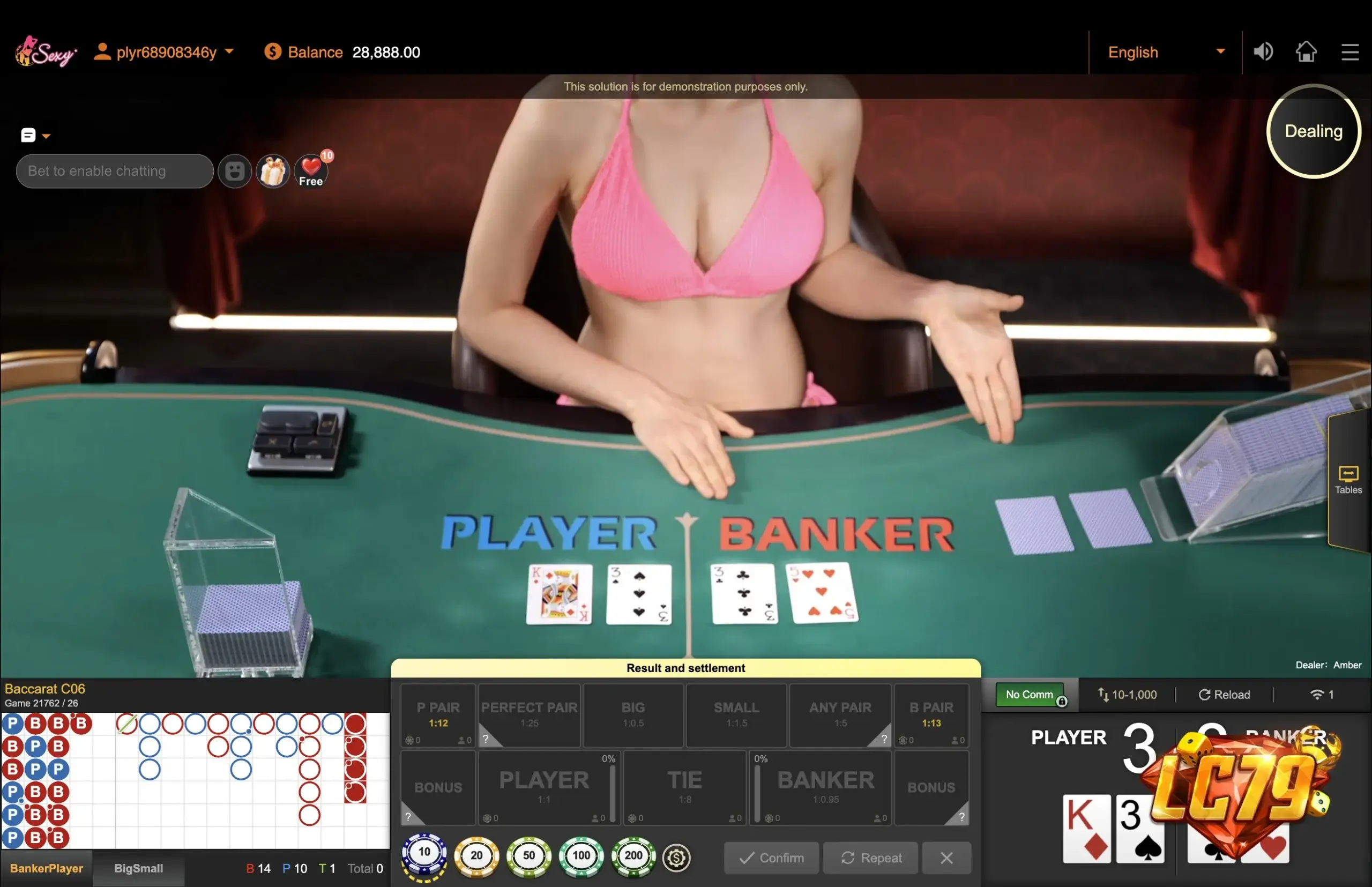 Bảng đường cầu Baccarat trực tuyến tại LC79