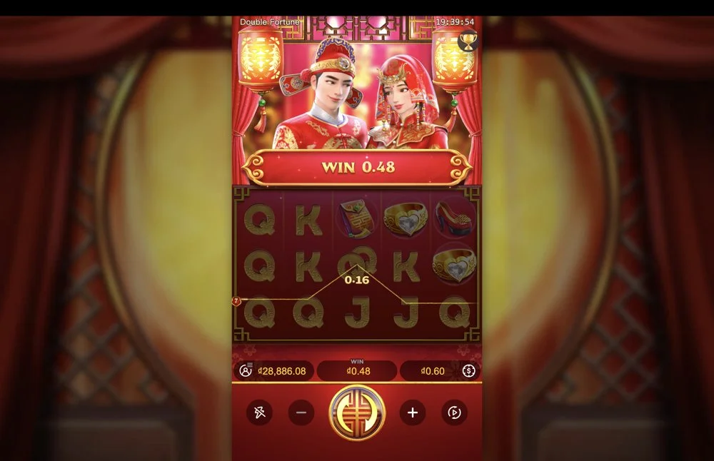 Ảnh bảng biểu tượng & tính năng game Double Fortune (slot PG) chơi tại LC79