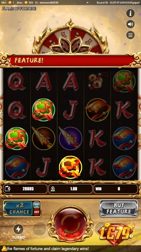 Ảnh giao diện chính game Flame of Fortune (slot KINGMAKER) chơi tại LC79