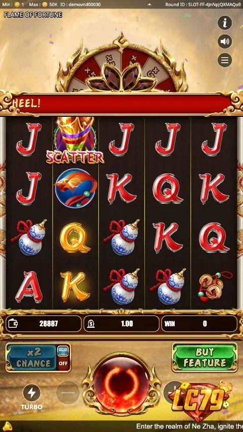 Ảnh màn hình gameplay game Flame of Fortune (slot KINGMAKER) chơi tại LC79