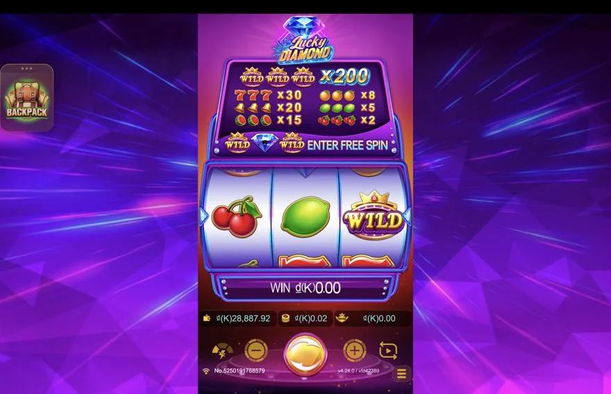 Ảnh bảng biểu tượng & tính năng game Lucky Diamond (slot JDB) chơi tại LC79