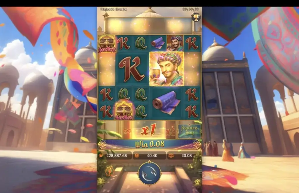 Ảnh giao diện chính game Majestic Empire (slot PG) chơi tại LC79