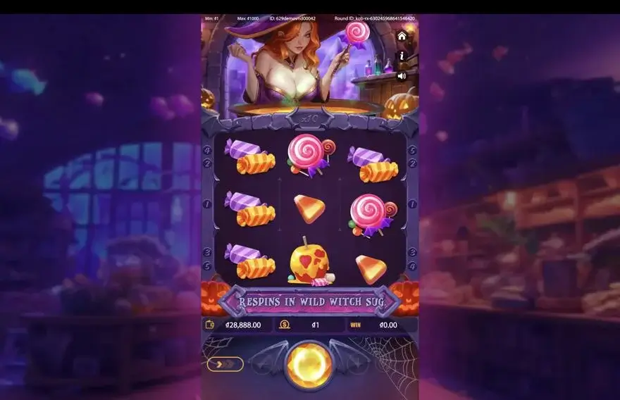 Ảnh bảng biểu tượng & tính năng game Wild Witch Sugar Bonanza (Kingmidas #) (slot) chơi tại LC79