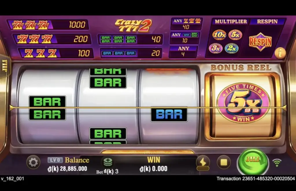 Ảnh giao diện chính game Crazy777 2 (slot JILI) chơi tại LC79