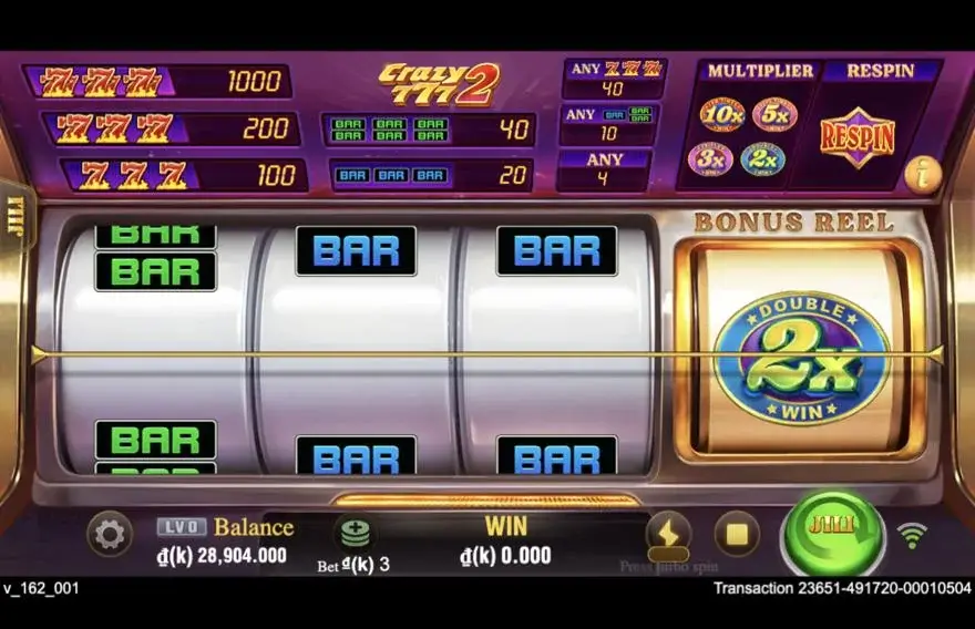 Ảnh bảng biểu tượng & tính năng game Crazy777 2 (slot JILI) chơi tại LC79