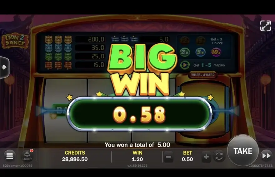 Ảnh bảng biểu tượng & tính năng game Lion 2 Dance (slot JILI) chơi tại LC79