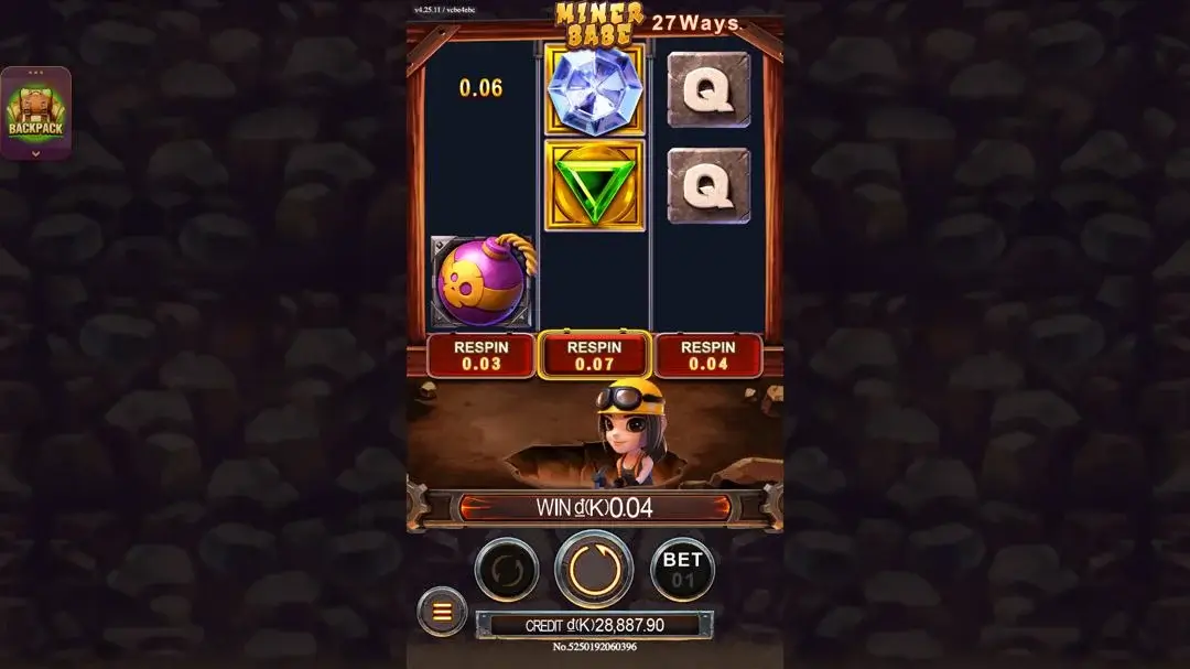 Ảnh giao diện chính game Miner Babe (slot JDB) chơi tại LC79