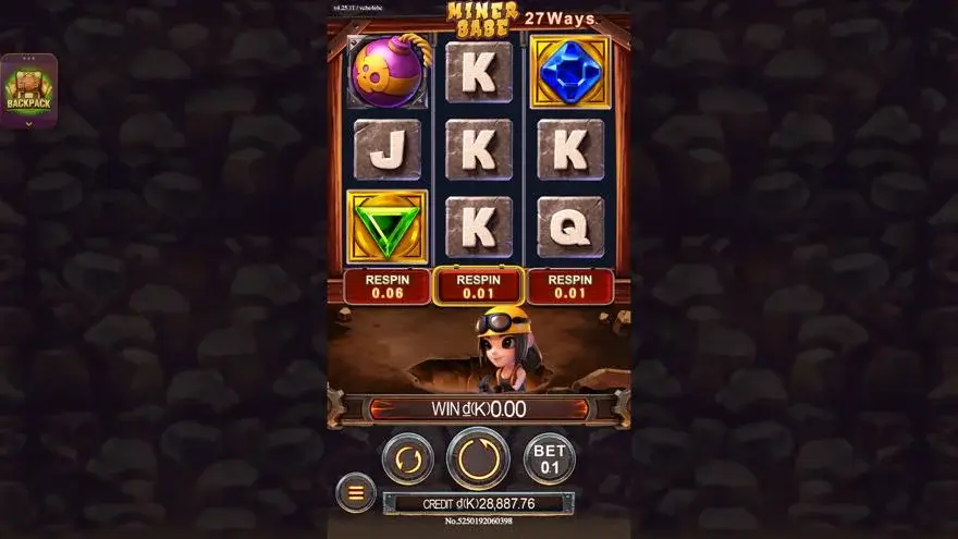 Ảnh bảng biểu tượng & tính năng game Miner Babe (slot JDB) chơi tại LC79