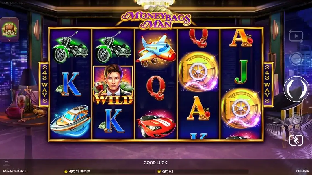 Ảnh giao diện chính game Moneybags Man (slot JDB) chơi tại LC79