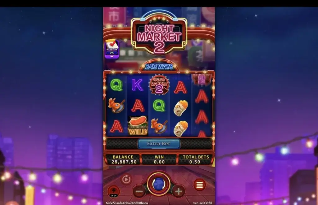 Ảnh giao diện chính game NIGHT MARKET 2 (slot FC) chơi tại LC79