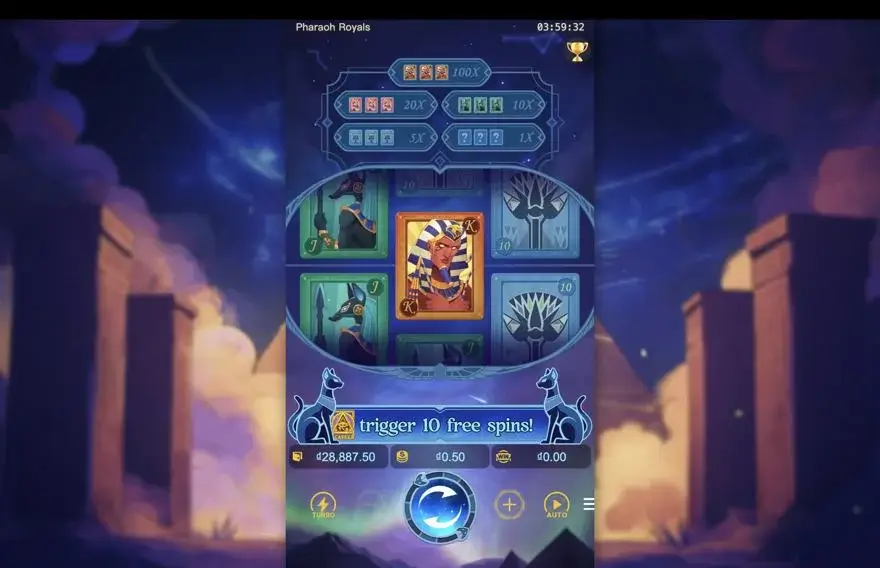 Ảnh màn hình gameplay game Pharaoh Royals (slot PG) chơi tại LC79