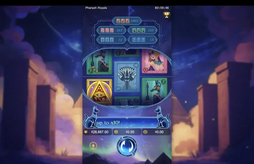 Ảnh bảng biểu tượng & tính năng game Pharaoh Royals (slot PG) chơi tại LC79