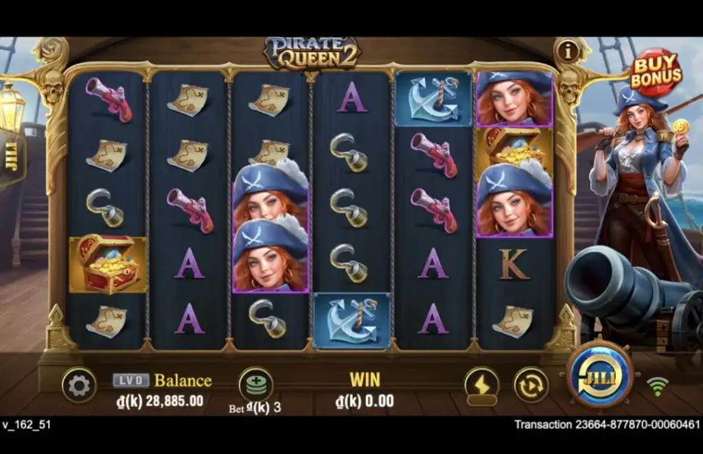 Ảnh giao diện chính game Pirate Queen 2 (slot JILI) chơi tại LC79