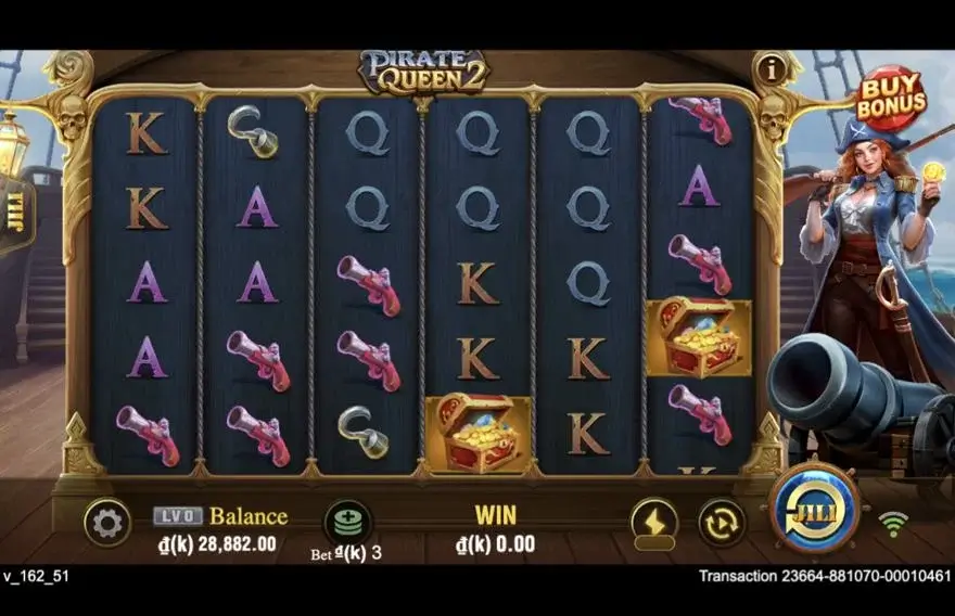 Ảnh màn hình gameplay game Pirate Queen 2 (slot JILI) chơi tại LC79