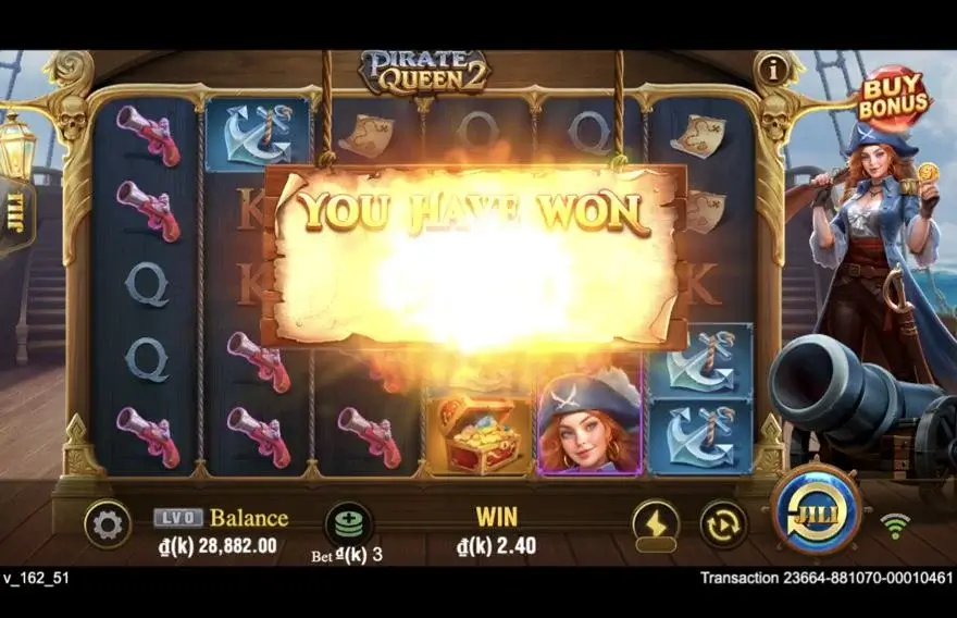 Ảnh bảng biểu tượng & tính năng game Pirate Queen 2 (slot JILI) chơi tại LC79