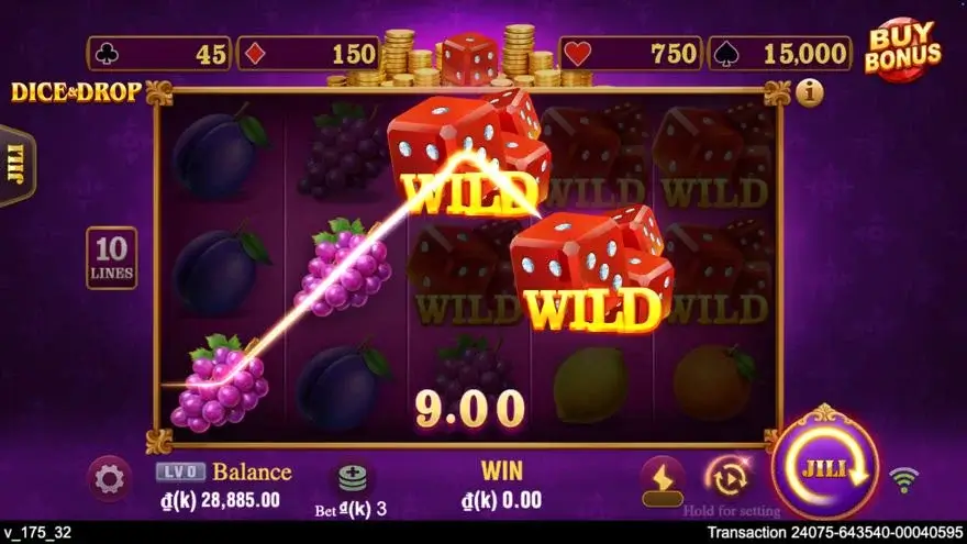 Ảnh màn hình gameplay game Dice & Drop (slot JILI) chơi tại LC79