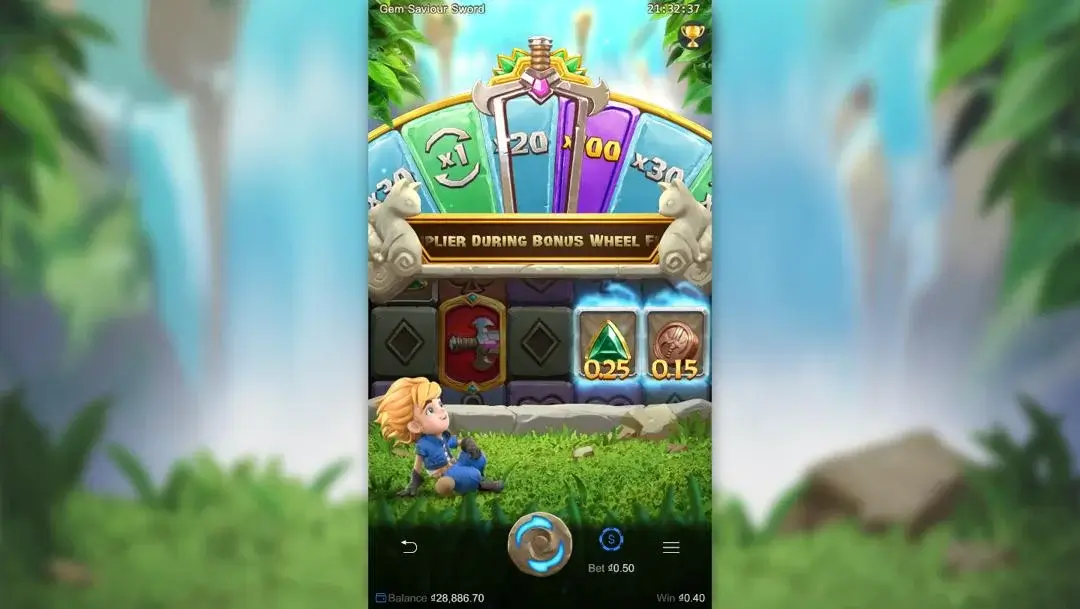 Ảnh giao diện chính game Gem Saviour Sword (slot PG) chơi tại LC79
