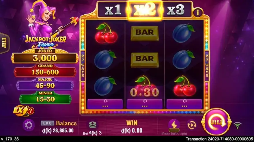 Ảnh màn hình gameplay game Jackpot Joker (slot JILI) chơi tại LC79