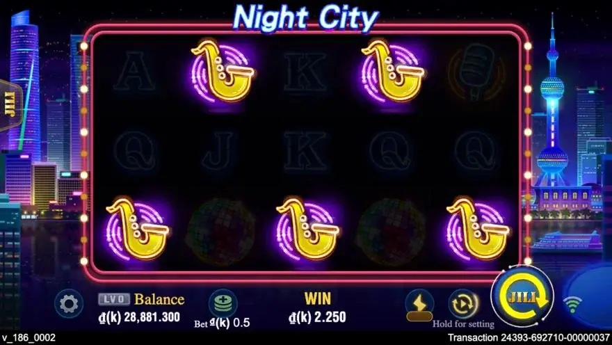 Ảnh màn hình gameplay game Night City (slot JILI) chơi tại LC79