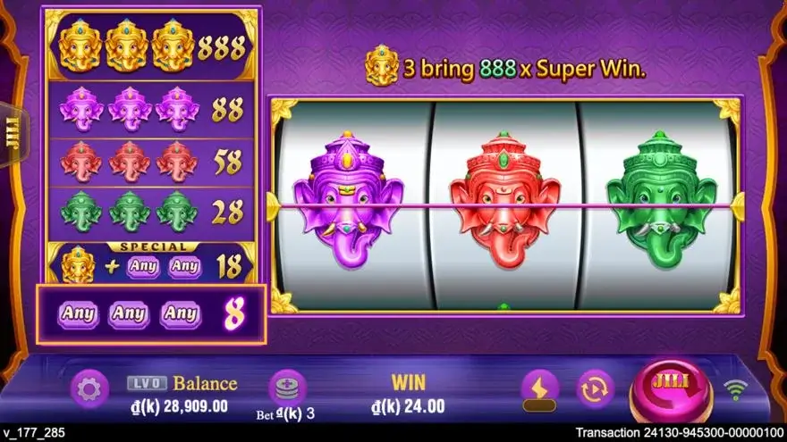 Ảnh màn hình gameplay game Super Rich (slot JILI) chơi tại LC79
