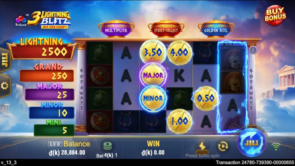 Ảnh giao diện chính game 3 Lightning Blitz (slot JILI) chơi tại LC79