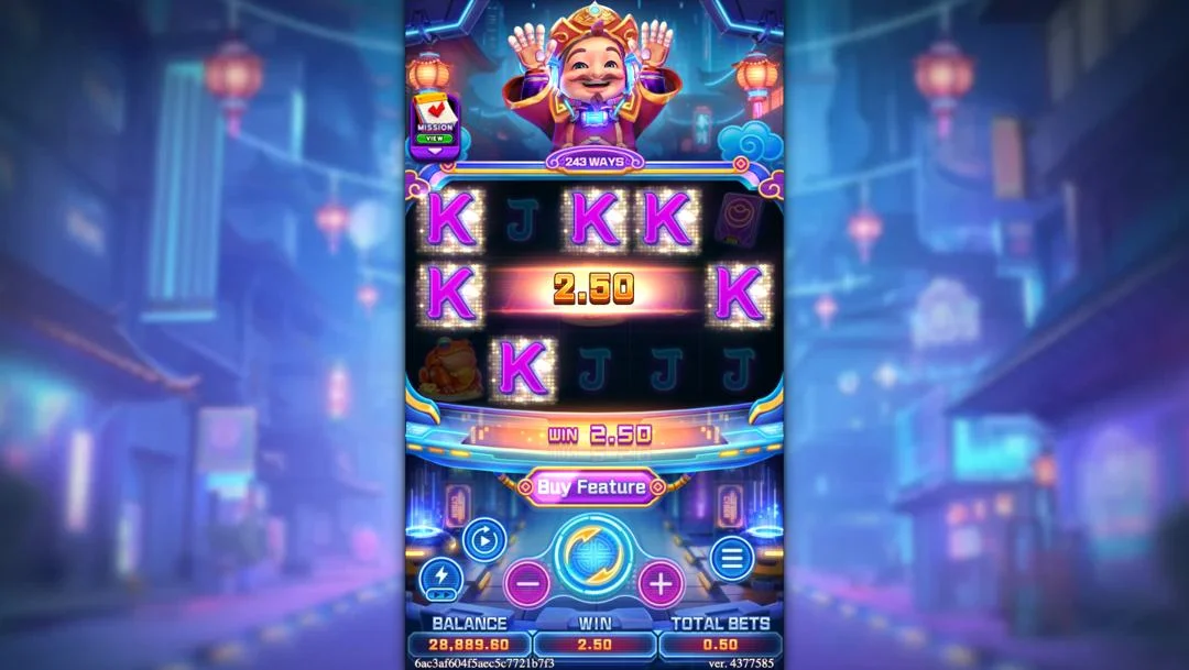 Ảnh giao diện chính game CYBER GOD OF FORTUNE⁺ (slot FC) chơi tại LC79