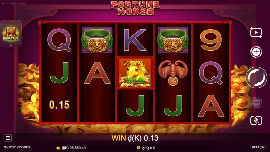 Ảnh giao diện chính game Fortune Horse (slot JDB) chơi tại LC79