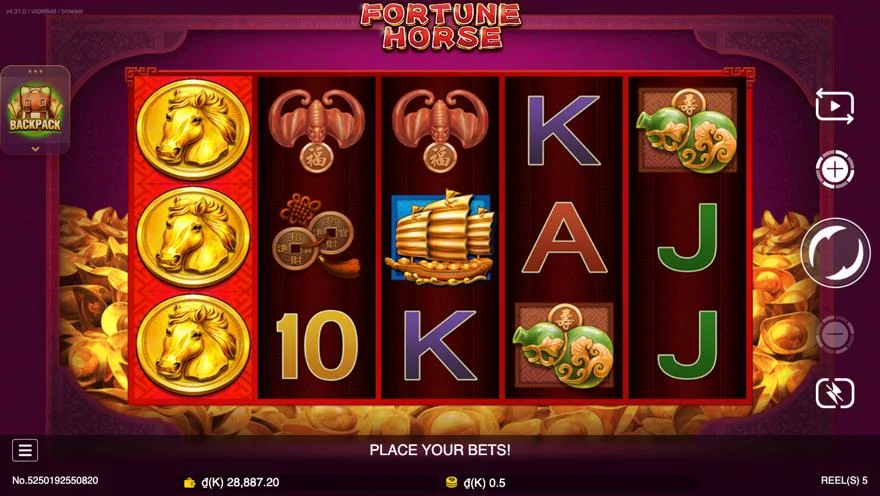 Ảnh bảng biểu tượng & tính năng game Fortune Horse (slot JDB) chơi tại LC79