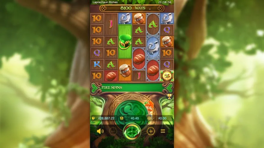 Ảnh bảng biểu tượng & tính năng game Leprechaun Riches (slot PG) chơi tại LC79