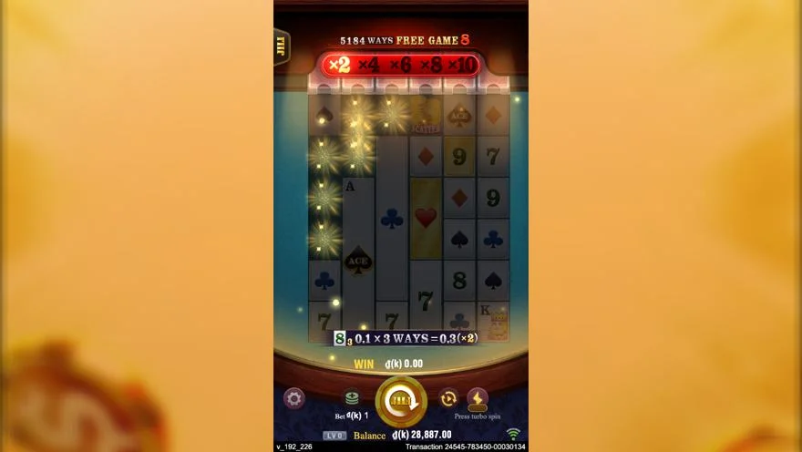 Ảnh màn hình gameplay game Mega Ace (slot JILI) chơi tại LC79