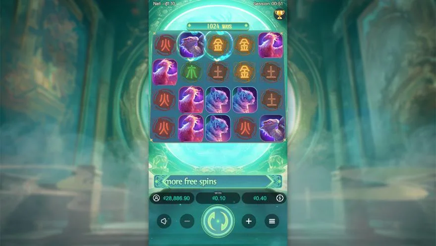 Ảnh màn hình gameplay game Mythical Guardians (slot PG) chơi tại LC79