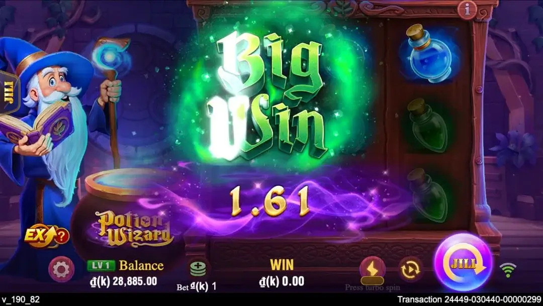 Ảnh giao diện chính game Potion Wizard (slot JILI) chơi tại LC79