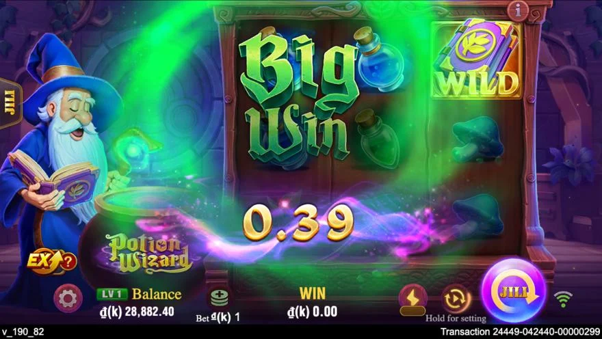 Ảnh màn hình gameplay game Potion Wizard (slot JILI) chơi tại LC79