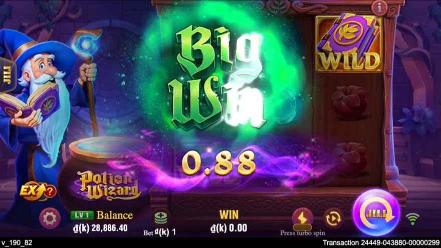 Ảnh bảng biểu tượng & tính năng game Potion Wizard (slot JILI) chơi tại LC79